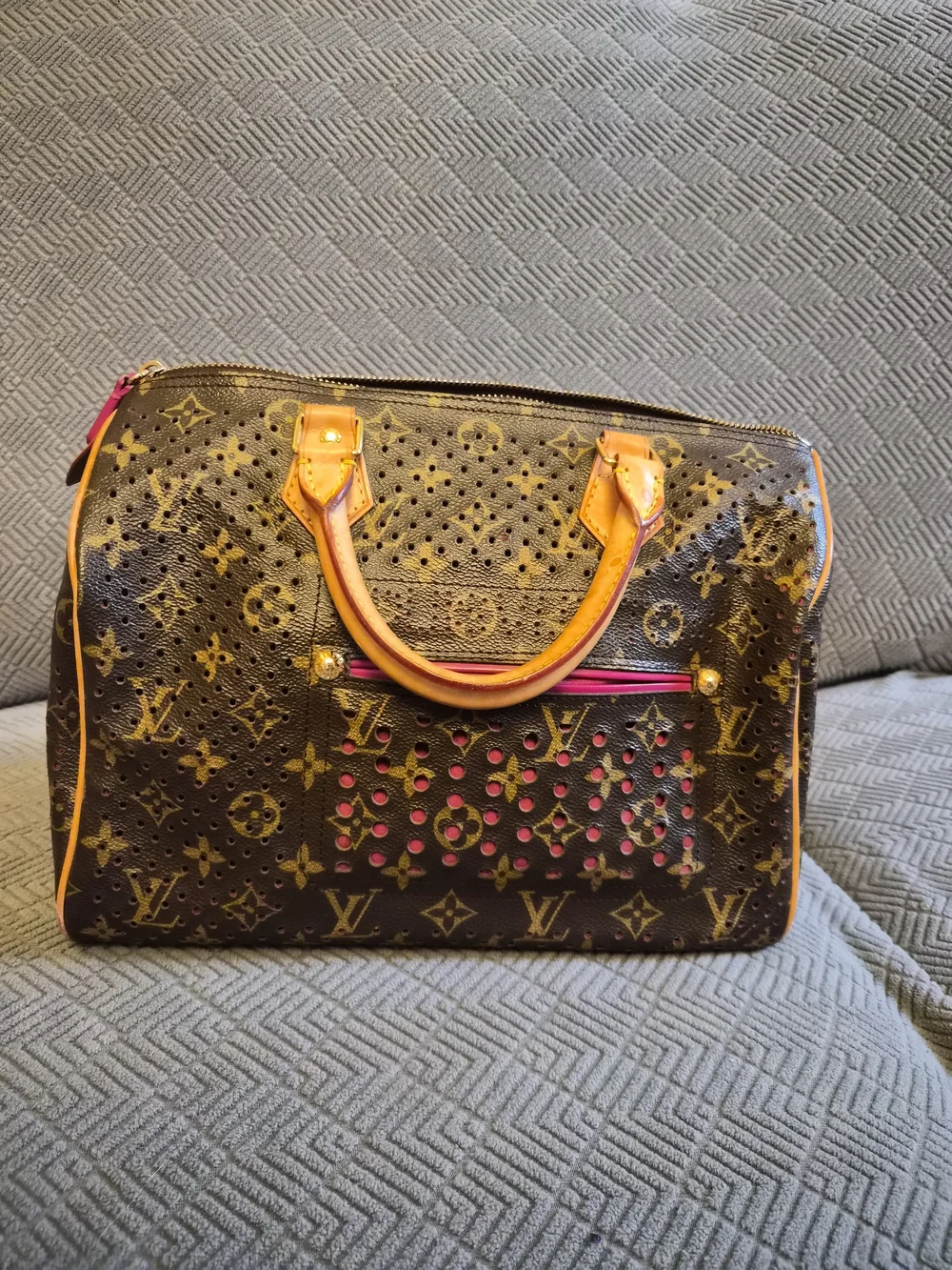 Louis Vuitton Brown Monogram Perforated Speedy with Tan Trim